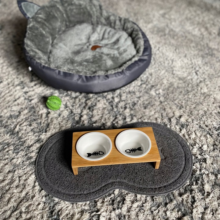 MISKA DLA KOTA PSA PODWÓJNA DREWNIANA METALOWA