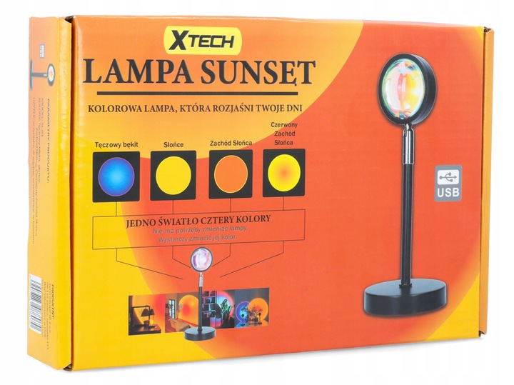 LAMPA ZACHÓD SŁOŃCA Lampka Sunset Lamp Projektor Wschód - Imitujaca Słońce