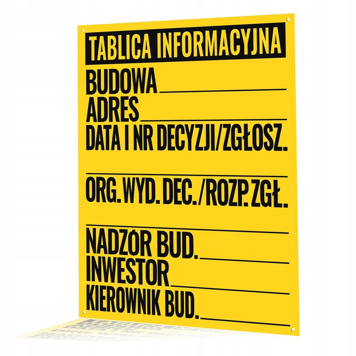 TABLICA BUDOWLANA TABLICA INFORMACYJNA TABLICA INFORMACYJNA BUDOWLANA 50x70
