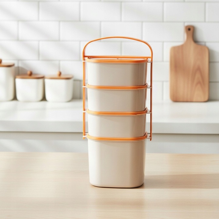 Menażka OBIADOWA 4-poziomowa piętrowa do przenoszenia żywności obiadów