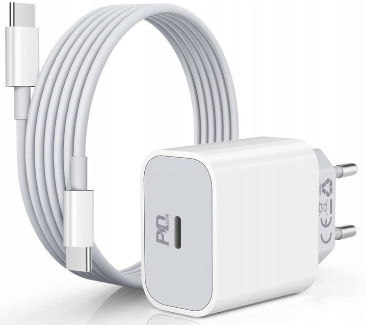 CERTYFIKOWANA SZYBKA ŁADOWARKA SIECIOWA 20W PD TYPE-C | +KABEL USB-C PD 60W
