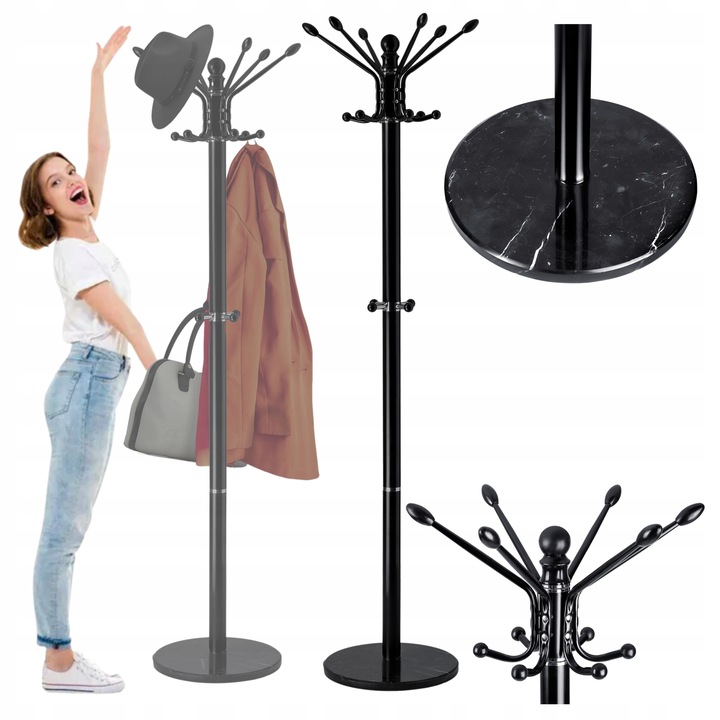 WIESZAK NA UBRANIA STOJĄCY PODŁOGOWY MARMUR CZARNY