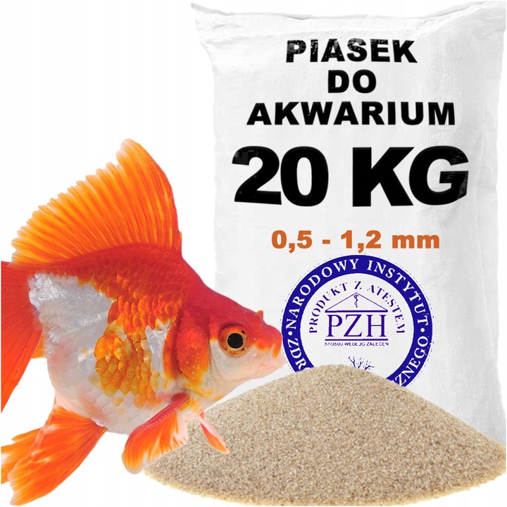 Piasek do akwarium drobny Z ATESTEM suchy 20 KG