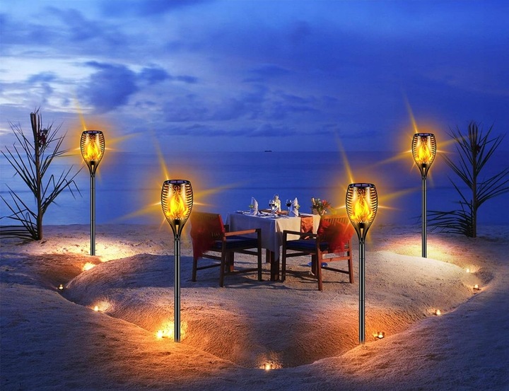 LAMPA SOLARNA POCHODNIA LAMPKI SOLARNE DO OGRODU OGRODOWE LED 4 SZTUKI