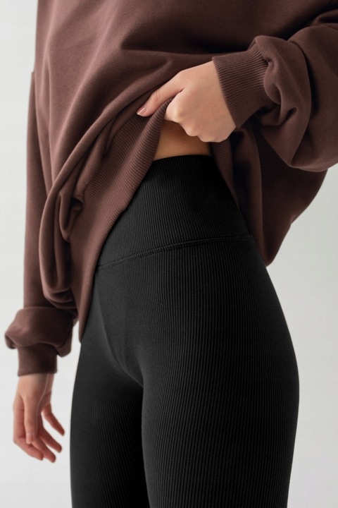 OCIEPLANE LEGGINSY W PRĄŻEK BAMBUSOWE wysoki stan CIEPŁE KRYJĄCE