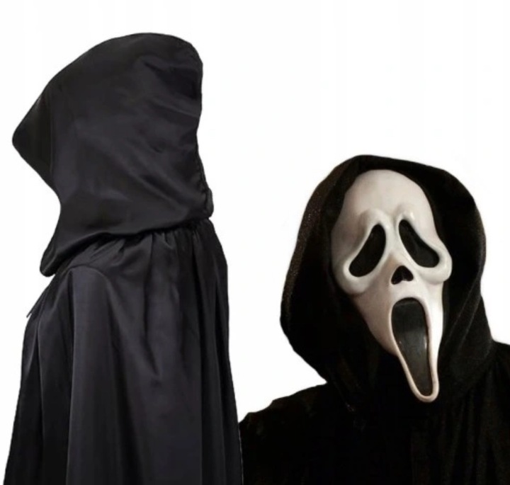 STRÓJ KOSTIUM HALLOWEEN MASKA KRZYK ŚMIERĆ PELERYNA DLA DOROSŁYCH