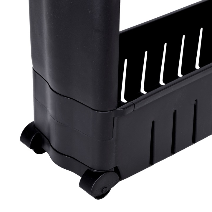 MOBILNA SZAFKA ŁAZIENKOWA KUCHENNA REGAŁ WĄSKI CZARNY NA KÓŁKACH PÓŁKA