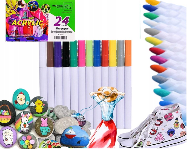 FLAMASTRY PISAKI AKRYLOWE DO RÓŻNYCH POWIERZCHNI 24 szt