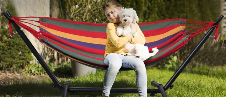 HAMAK OGRODOWY ze stelażem dwuosobowy brazylijski DUŻY RED GARDEN ZESTAW