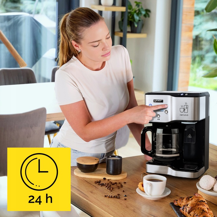 Ekspres przelewowy kawy 2w1 Yoer 1900W +Dystrybutor wody na herbatę