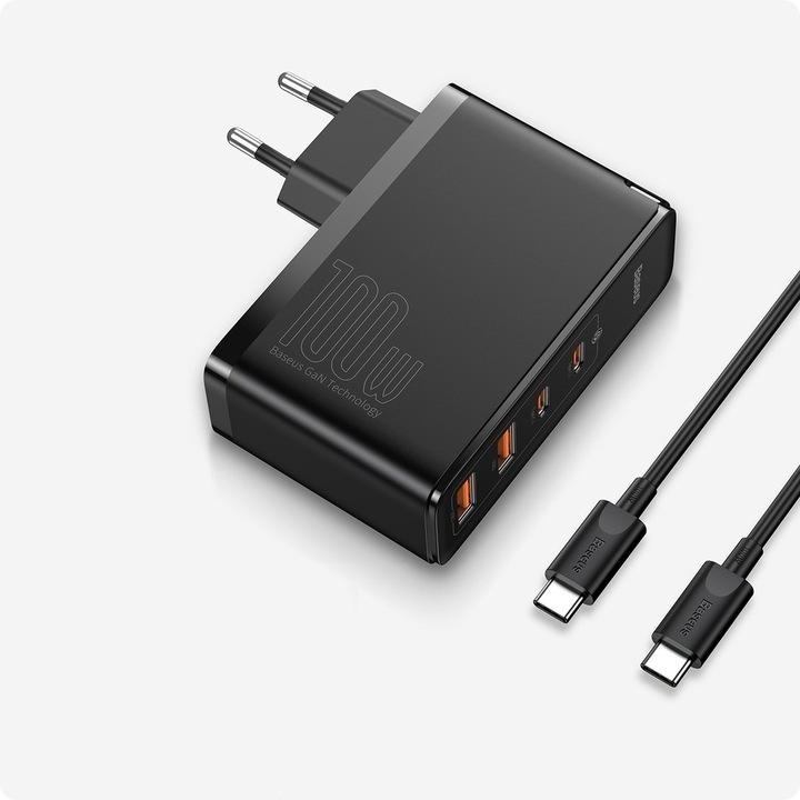 Ładowarka BASEUS GaN2 PRO 100W 2x USB-C/USB PD QC4 + Kabel USB-C