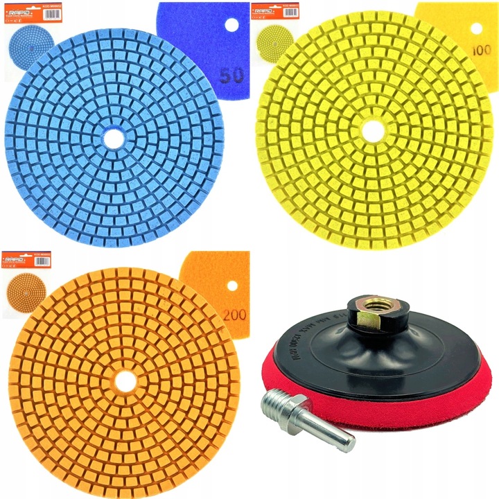 ZESTAW TARCZA DIAMENTOWA DO GRESU PŁYTEK KAMIENIA NA SUCHO MOKRO +