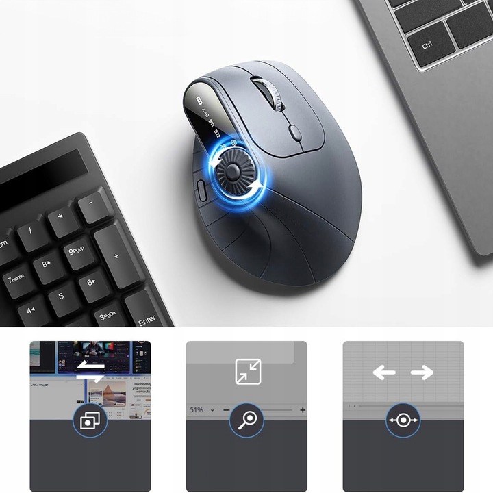 Myszka wertykalna Ergonomiczna pionowa MYSZ bezprzewodowa WiFi Bluetooth BT