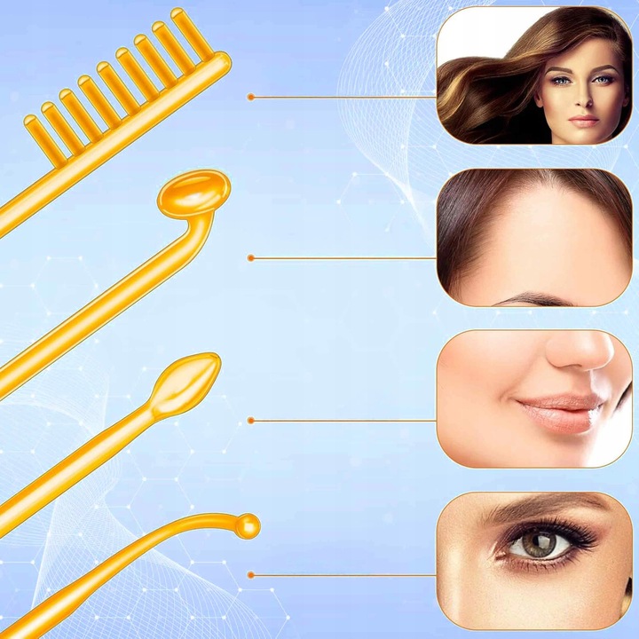 DARSONVAL DERMA WAND 4 PELOTY PIELĘGNACJA ELEKTRODY DO TWARZY WŁOSÓW