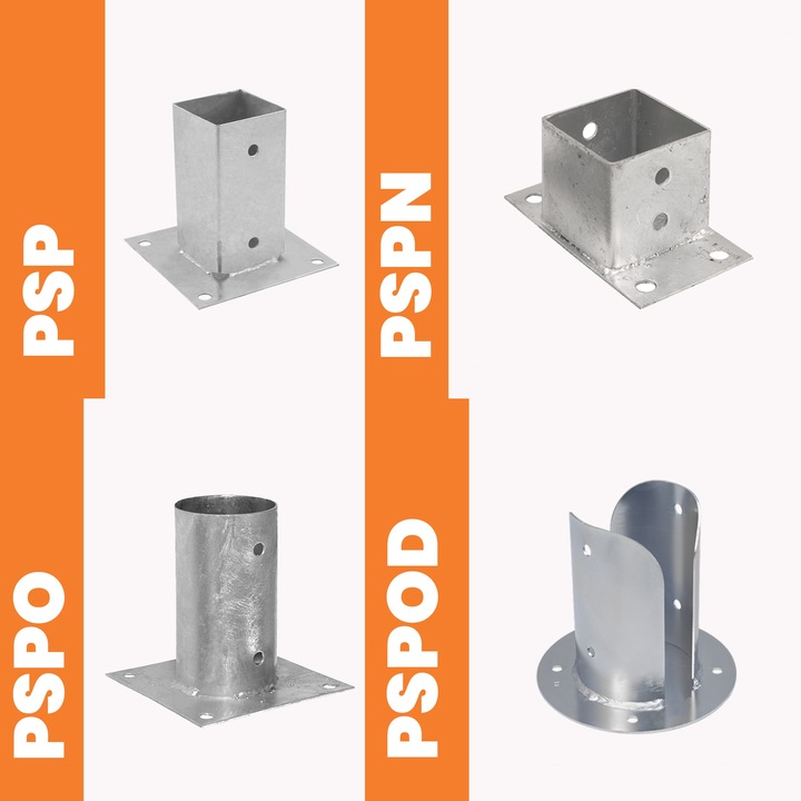 PODSTAWA SŁUPA REGULOWANA 100X100X100-150 MM KOTWA GWINTOWANA OCYNK