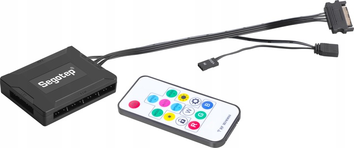 KONTROLER ARGB 5V + PILOT AŻ 10x ZŁĄCZ ARGB ZASILANIE SATA SEGOTEP