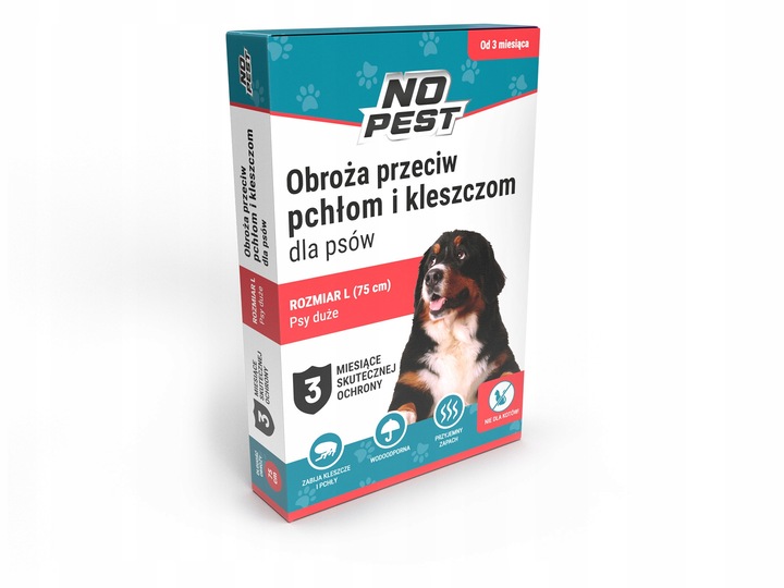 OBROŻA 75CM PRZECIW PCHŁOM KLESZCZOM PASOŻYTOM ROBAKOM DLA PSÓW NO PEST