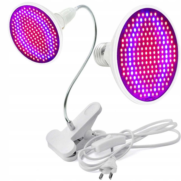 LAMPA Z ŻARÓWKA E27 DO WZROSTU UPRAWY ROŚLIN PANEL FULL SPECTRUM 20W 200LED