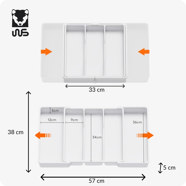 Wkład Do Szuflady Kuchennej 60 Organizer Pojemnik Na Sztućce Rozsuwany