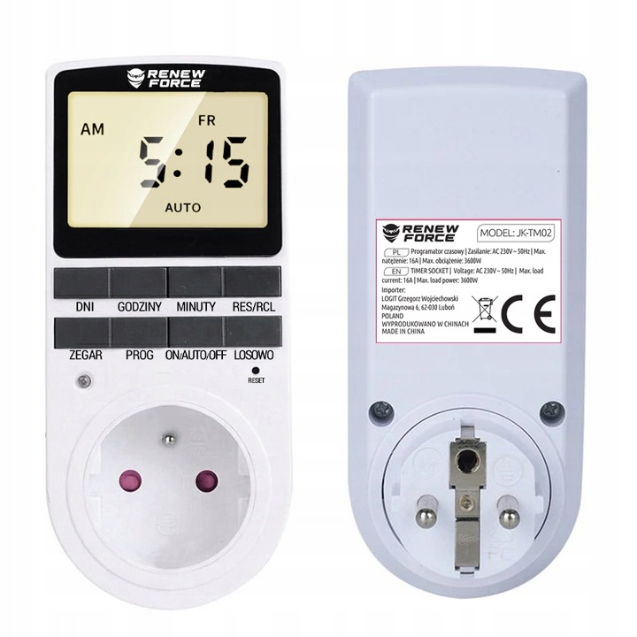 Programator Czasowy Timer Włącznik Wyłącznik Cyfrowy Wyświetlacz LCD Zegar