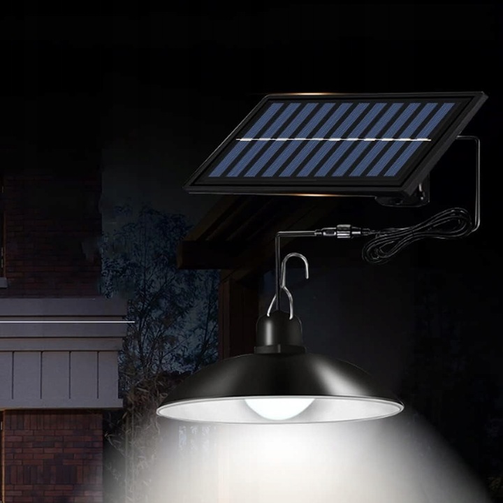 LAMPA SOLARNA ŻYRANDOL SUFITOWY LED WISZĄCY Z CZUJNIKIEM ZMIERZCHU + PILOT