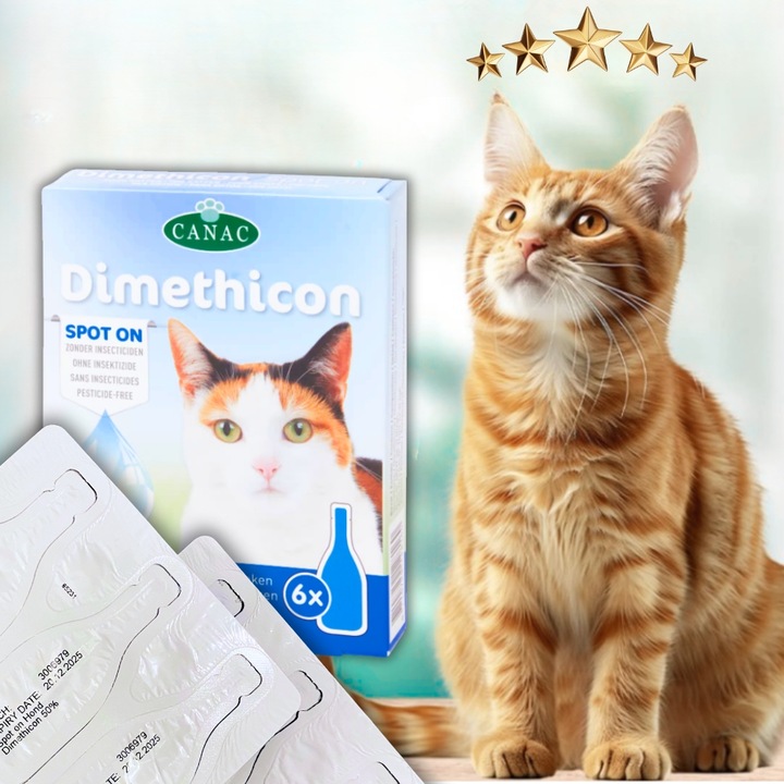PREPARAT NA PCHŁY I KLESZCZE DLA KOTA NA PÓŁ ROKU KROPLE 6 SZT DIMETHICON