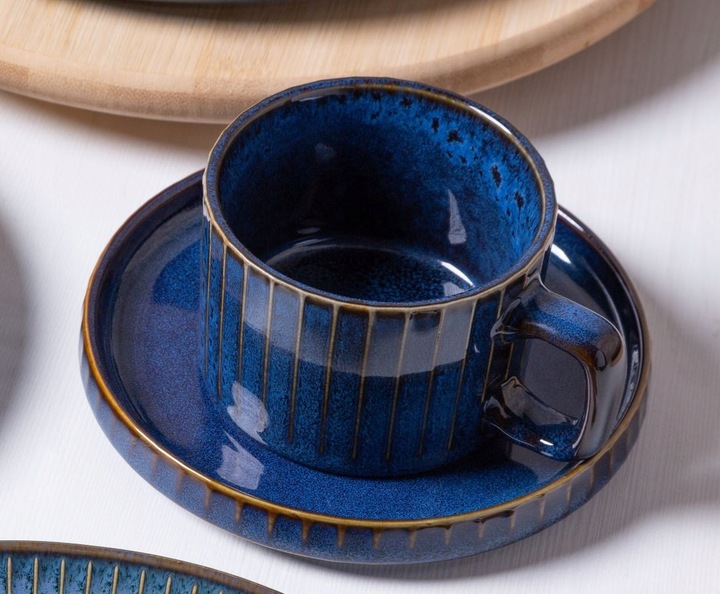 Komplet filiżanek 220 ml ze spodkami Altom Design Reactive Stripes 12 el.