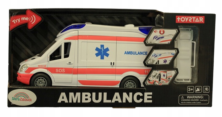 AUTO KARETKA POGOTOWIA AMBULANS ŚWIATŁO NOSZE OTWIERANE DRZWI GUMOWE KOŁA