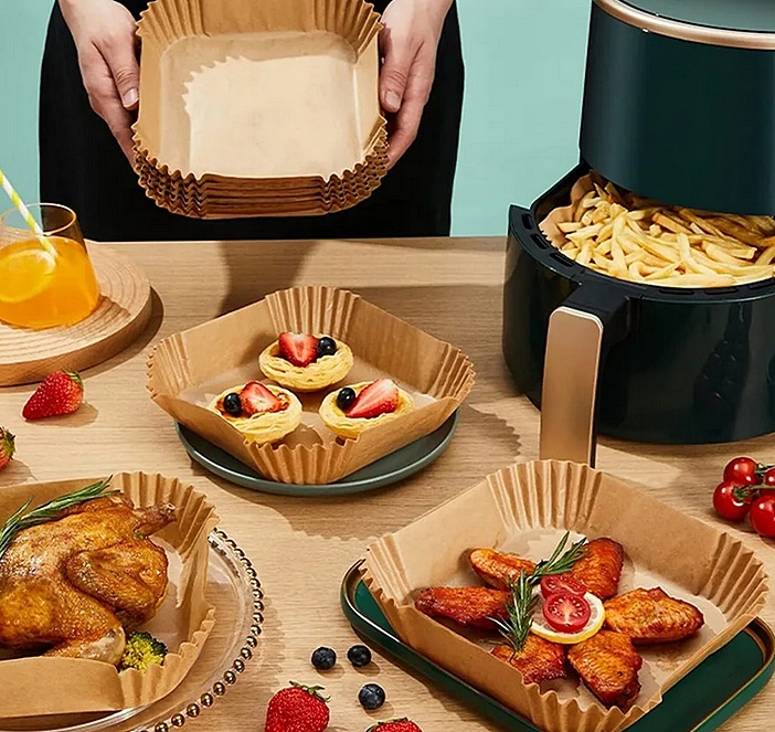 300x PAPIER DO PIECZNENIA WKŁADY AIRFRYER DO FRYTKOWNICY POWIETRZ 20x20 cm