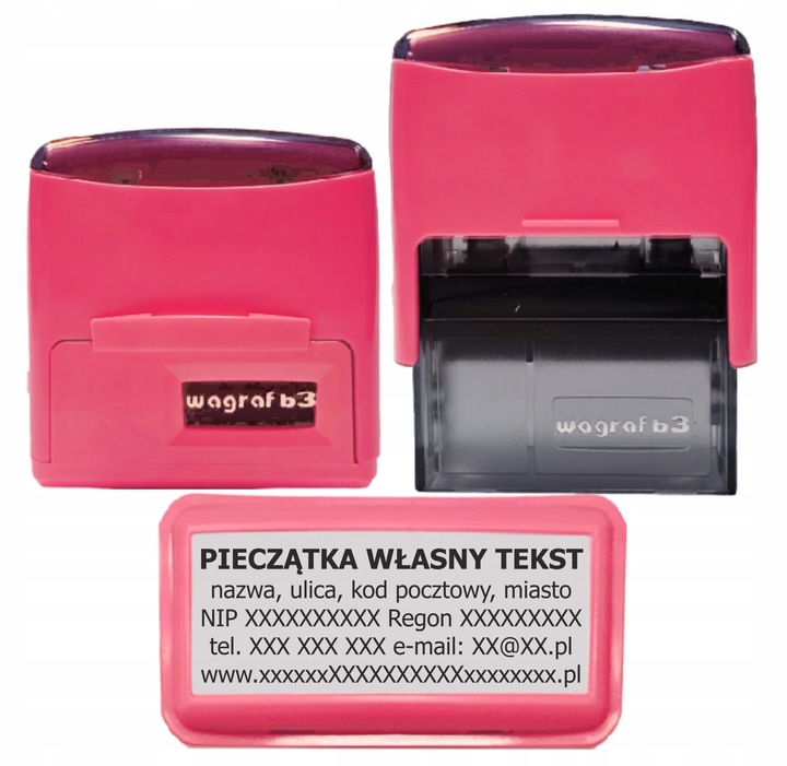 Pieczątka firmowa Wagraf B3s do 6 linii tekstu 12-kolorów obudowy