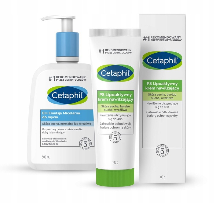 Zestaw Cetaphil EM Emulsja micelarna 500 ml i krem PS