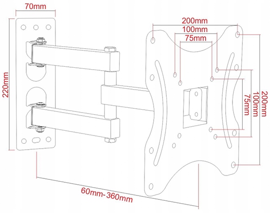 Uchwyt wieszak TV LCD do telewizora 10-42 obrotowy