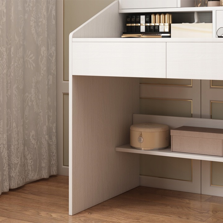 TOALETKA Z LUSTREM BIAŁA DO MAKIJAŻU GLAMOUR Z SZUFLADAMI STYL