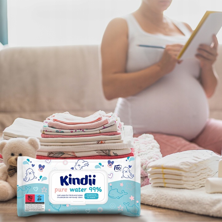 Chusteczki nawilżane water woda 99% water x 12 szt Kindii