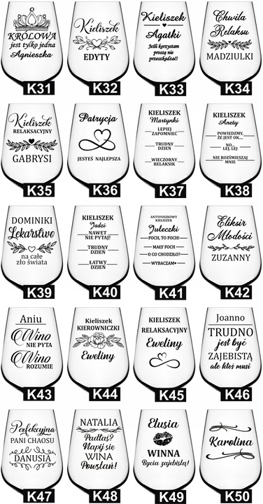 KIELISZEK do wina z grawerem na DZIEŃ KOBIET URODZINY kieliszek XXL