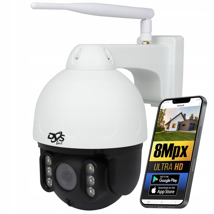 BEZPRZEWODOWA ZEWNĘTRZNA KAMERA WIFI OBROTOWA IP 8Mpx 4K DVS MONITORING P2P