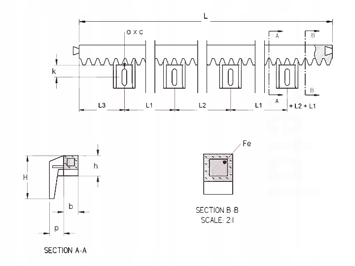 Listwa zębata PCV 1m do bram przesuwnych do 700 kg