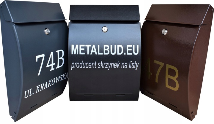 SKRZYNKA POCZTOWA NA LISTY ANTRACYT - KOLORY - NUMER DOMU, ULICA, NAPIS (W)