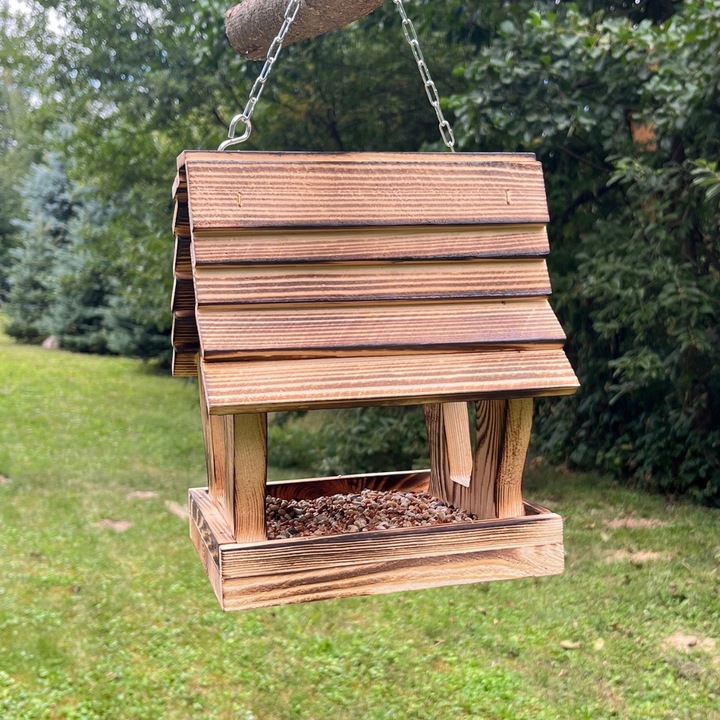 Karmnik Dla Ptaków Opalany Solidny Na Łańcuchu + 200g karmy