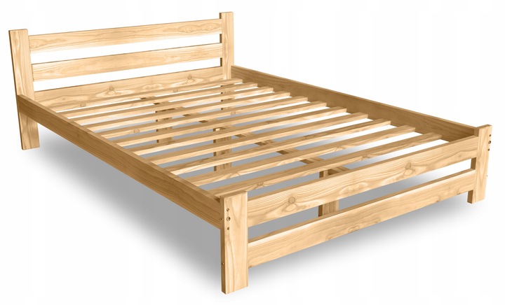 ŁÓŻKO DREWNIANE 140x200 B sosnowe WYSOKI ZAGŁÓWEK