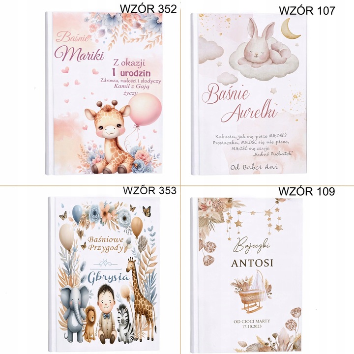 Bajki dla dzieci prezent na Roczek Chrzest Urodziny Imię dziecka