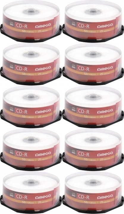 Płyta CD-R jednokr zapis 700 MB cake box 25szt x10