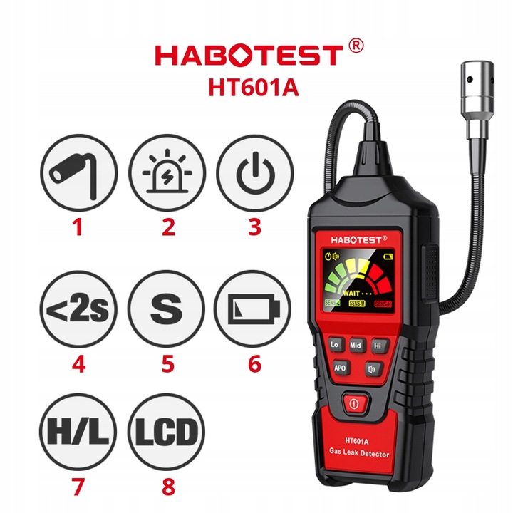 DETEKTOR WYCIEKU GAZÓW EKRAN LCD ALARM PROPAN BUTAN GAZ ZIEMNY I INNE PALNE