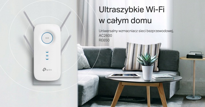 WZMACNIACZ WIFI TP-LINK RE650 5GHz ZASIĘG 1300 mkw