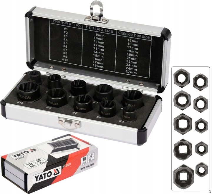 YATO WYKRĘTAKI DO ZERWANYCH URWANYCH USZKODZONYCH OBROBIONYCH ŚRUB 10SZT