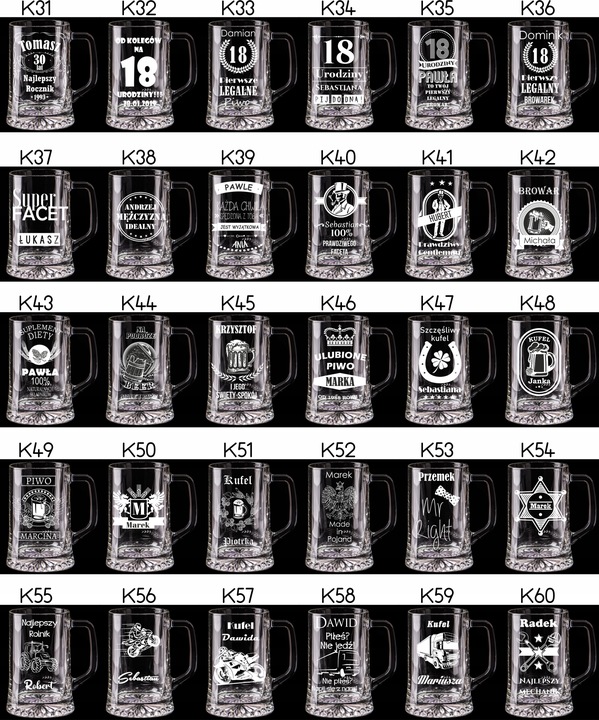 KUFEL DO PIWA Z GRAWEREM 660 ml URODZINY PREZENT DZIEŃ OJCA KAWALERSKI