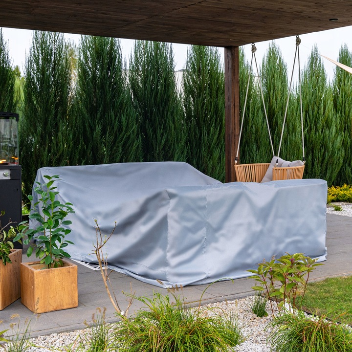 DUŻY POKROWIEC NA MEBLE OGRODOWE KAWOWE 280X180X100 CM ETUI NA ZESTAW