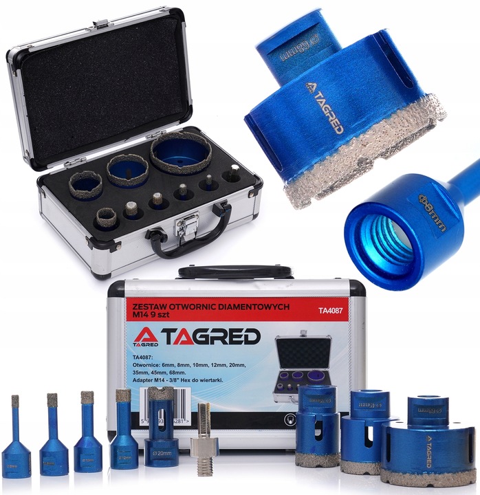 OTWORNICE KORONKI DIAMENTOWE 6-68 mm DO KAMIENIA GRESU 9EL