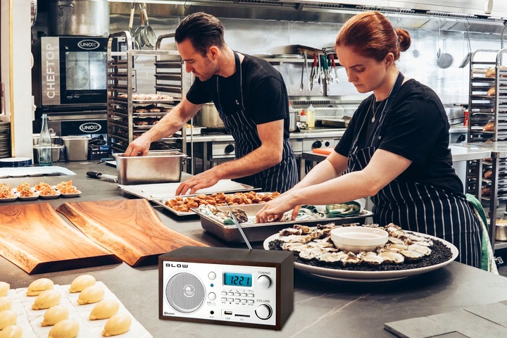 RADIO KUCHENNE BLUETOOTH PRZENOŚNE RETRO LCD ANTENA FM USB SD ZEGAR