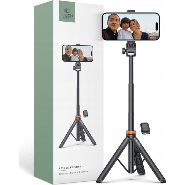 Selfie stick tripod Tech-Protect statyw + pilot na telefon na, z bluetooth